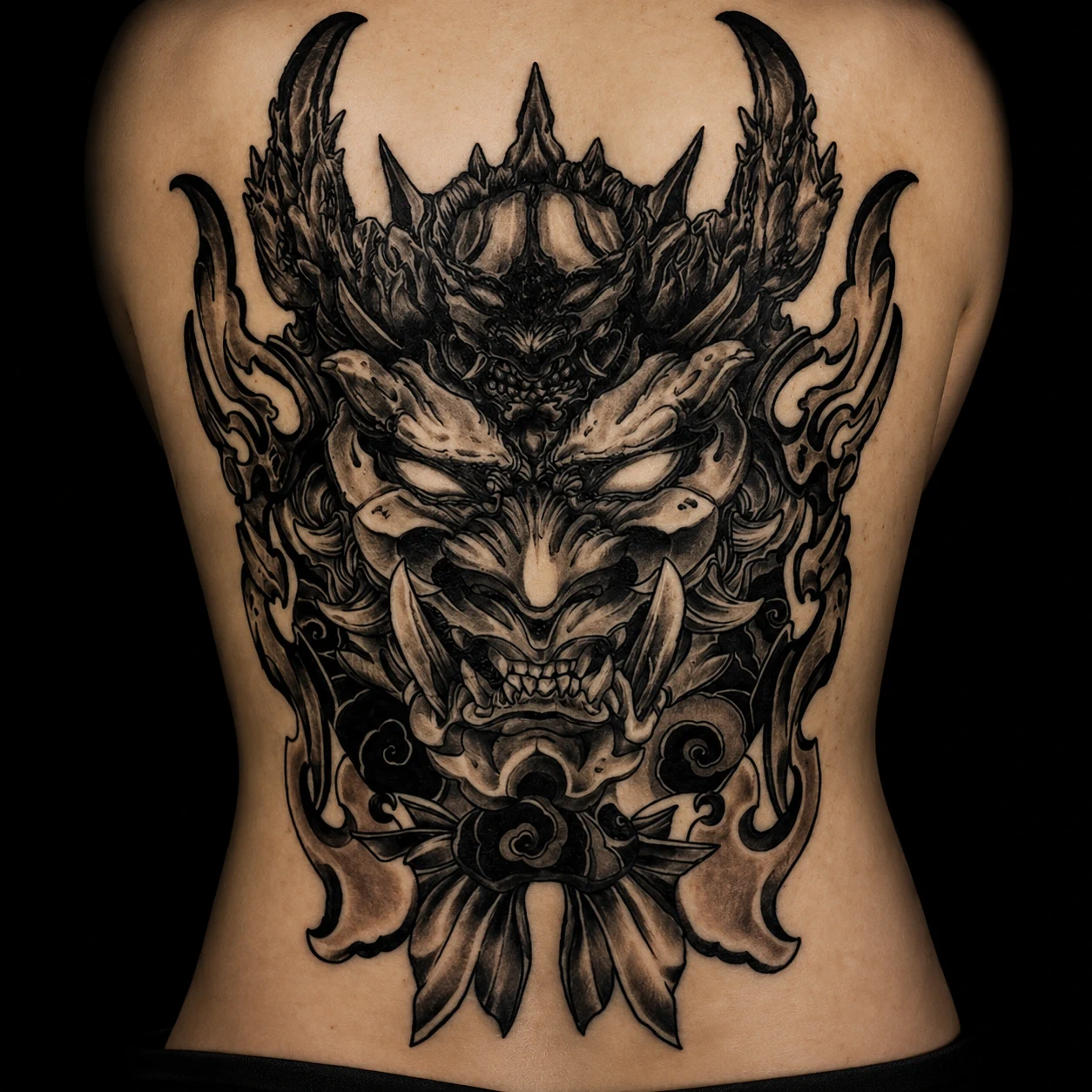 Large-scale blackwork tattoo created at Endless Ink