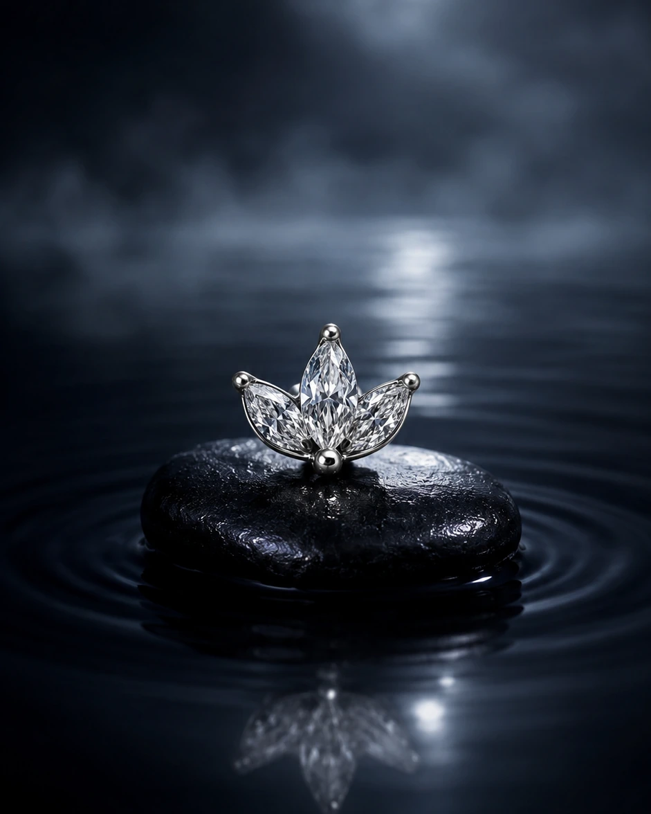 Moonlit lotus piercing jewelry