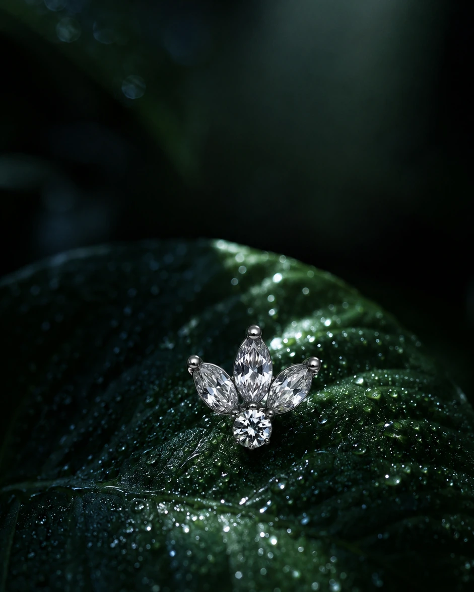 Botanical leaf cluster piercing jewelry