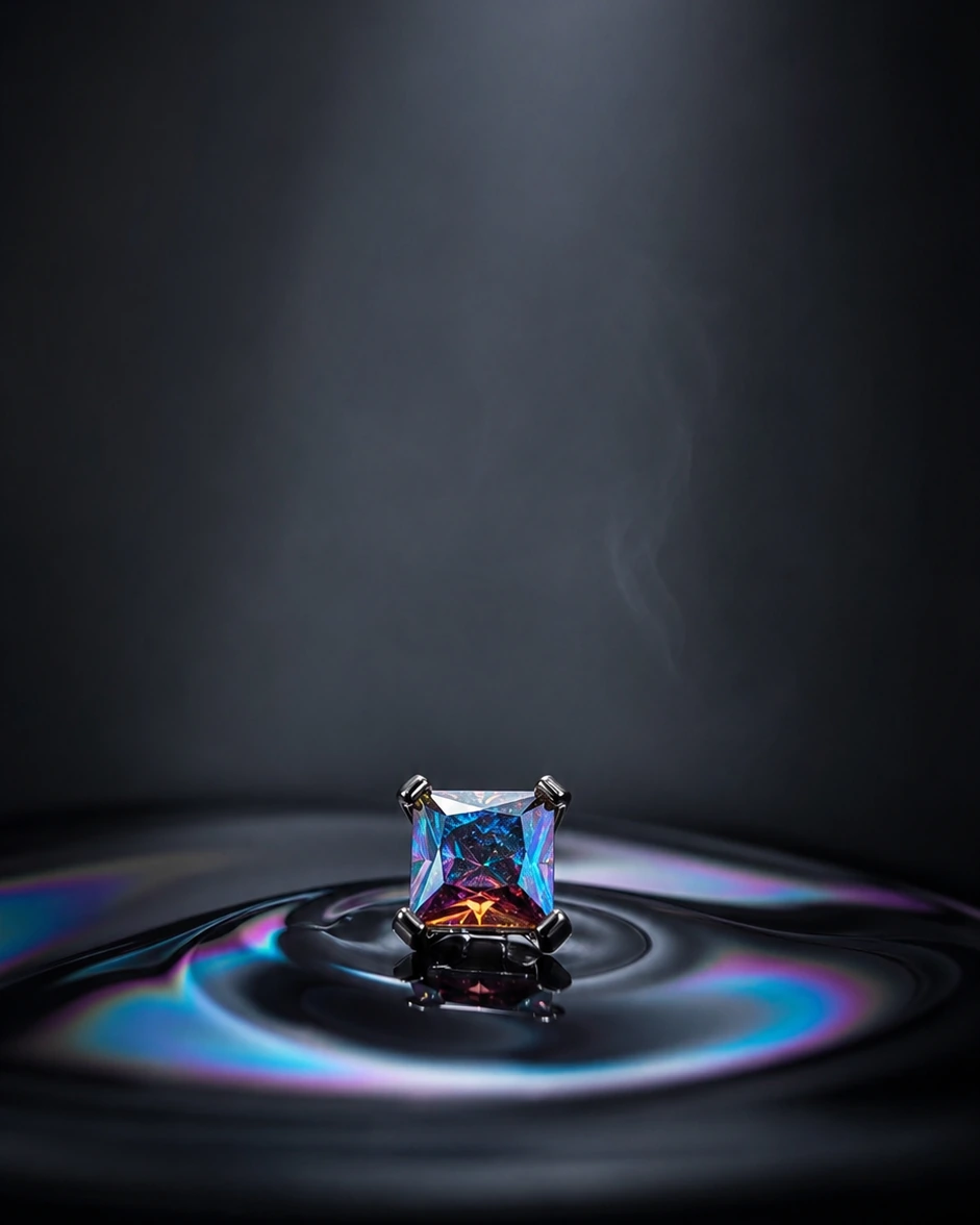 Liquid chrome square piercing jewelry